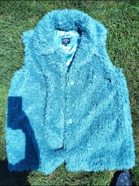 UGG Plush Faux Fur Vest in Bright Teal